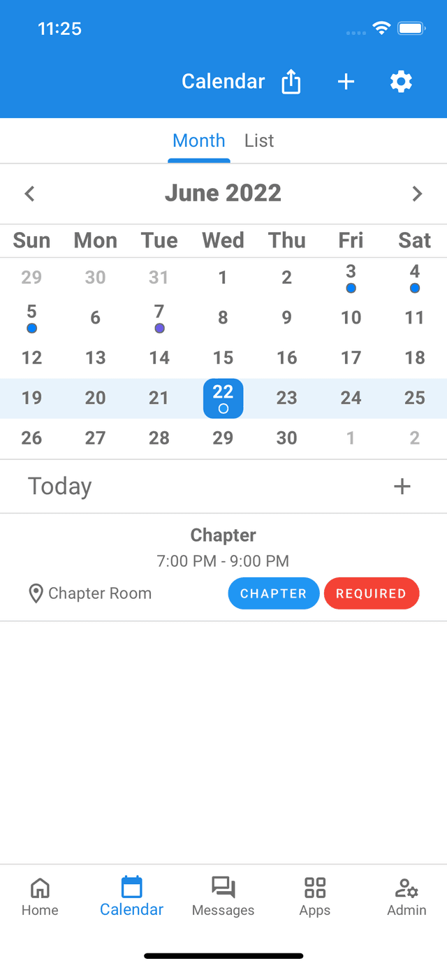 Chapter calendar with attendance in Greek Connect